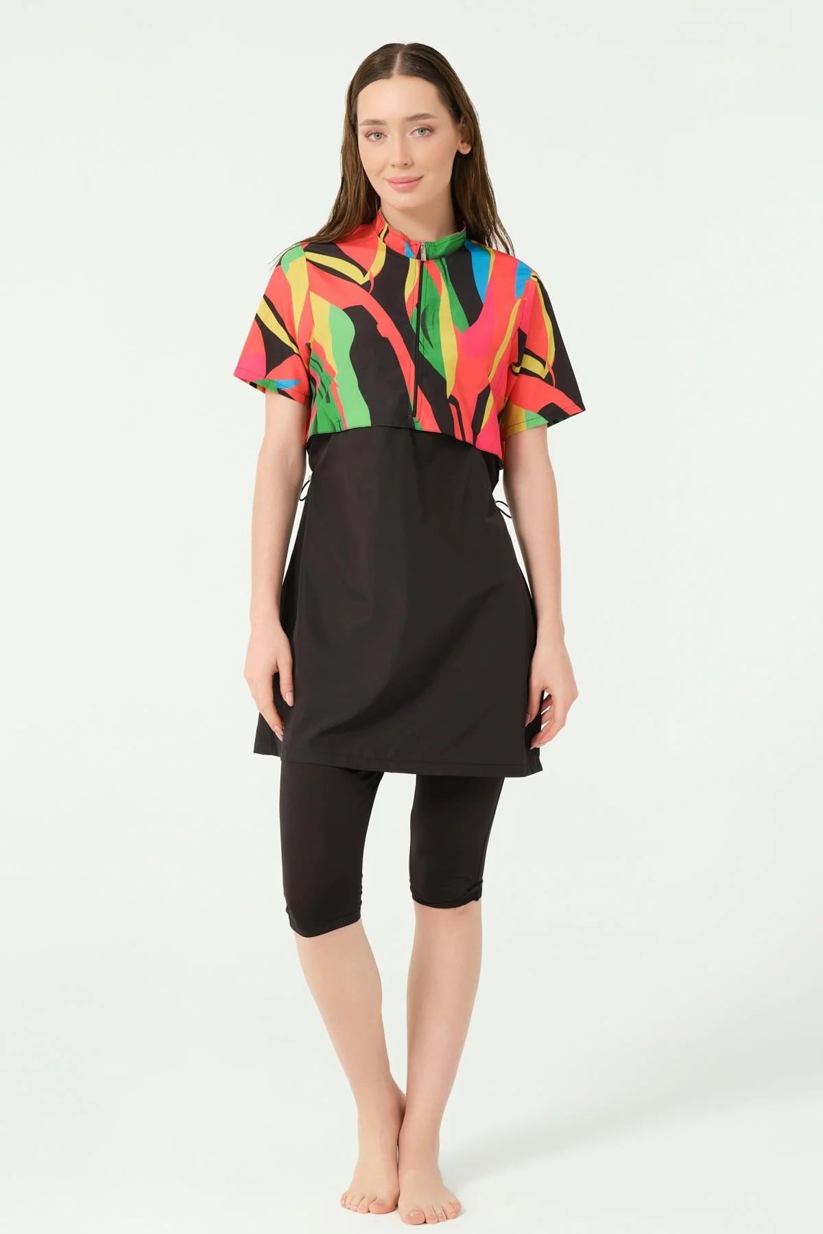 Burkini Virel – Ensemble Sport Chic Multicolore & Noir