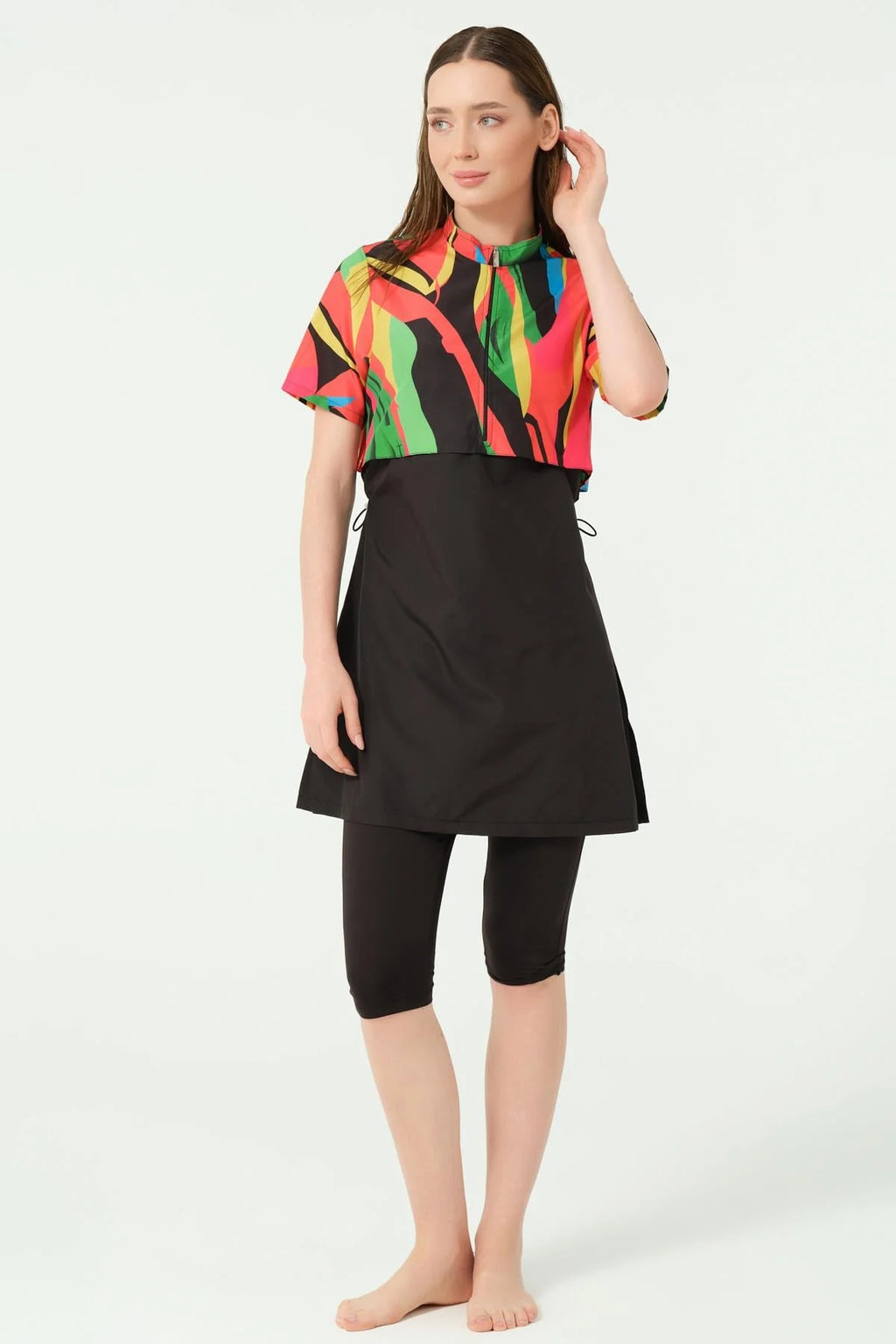 Burkini Virel – Ensemble Sport Chic Multicolore & Noir