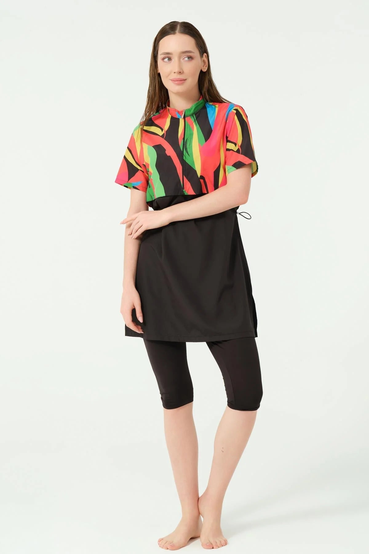 Burkini Virel – Ensemble Sport Chic Multicolore & Noir